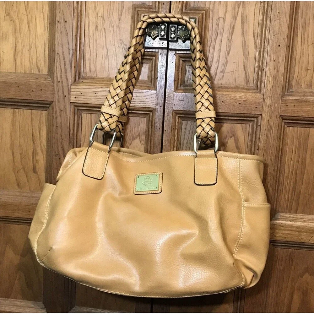 Dana Buchman Callie warm Kahki Classic Shoulder Tote Braided Double Handle Bag